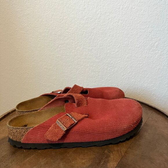 Birkenstock Sienna Red Suede Boston Corduroy Slide Clogs Shoes Women's Size 9 - Picture 3 of 11